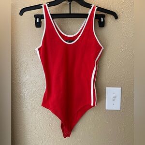 Wild Fable Red Bodysuit with White Trim